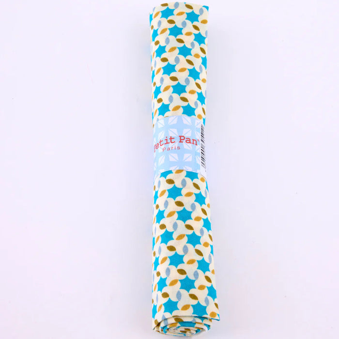 Rolled-up fabric with star pattern on a white background