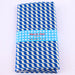 Blue and white striped laminated fabric with 'Petit Pan' branding on a white background