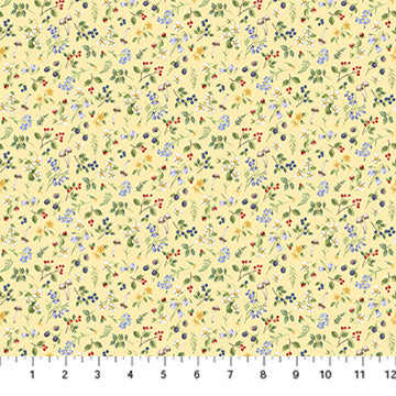 Floral pattern fabric on a yellow background