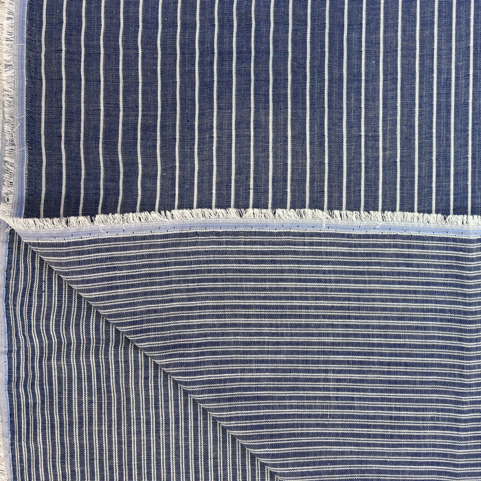 Double Faced Cotton Woven Stripes in Navy