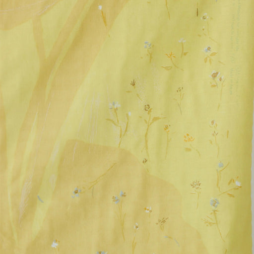 Yellow fabric with floral pattern