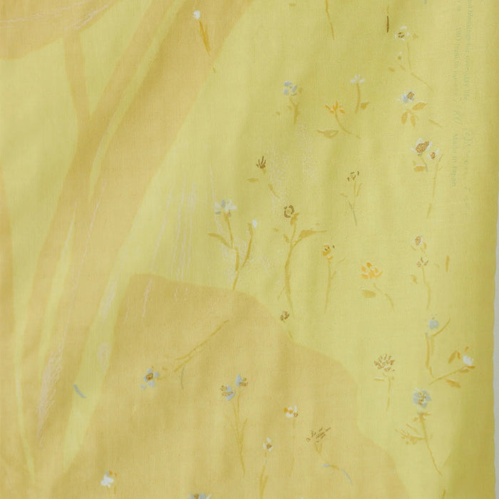 Yellow fabric with floral pattern