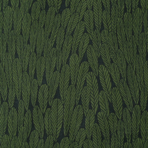 Bloom by Bookhou, Cotton/Linen Lightweight Canvas - Leaf in Green on Black