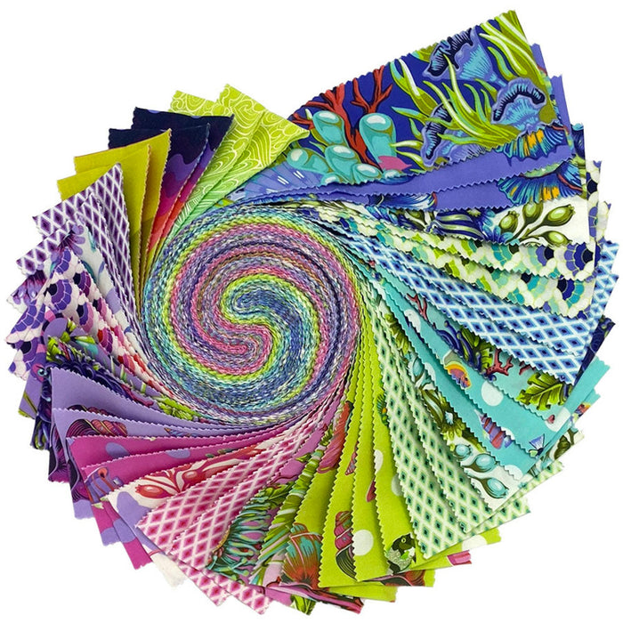 roll of 2.5" strips of Floral Reef fabrics by Tula Pink