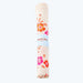 Rolled fabric with floral design on a white background