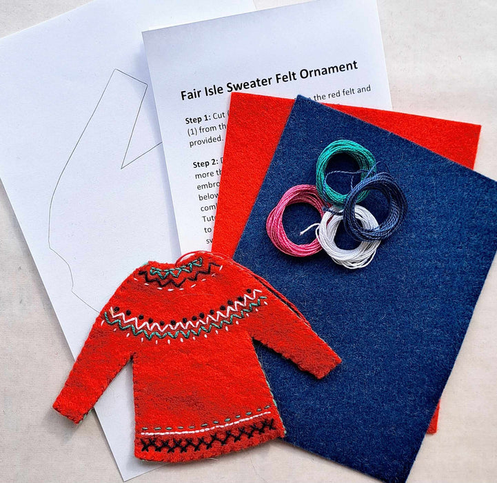 Felt kits  to make fair isle christmas ornaments 
