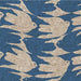 Linen cotton with sparrows in blue