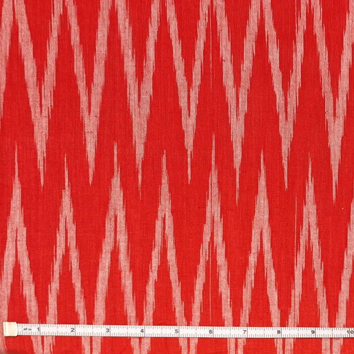 Indian Cotton 2025 - Ikat Woven Fabrics from Jaipur - Cream on Red