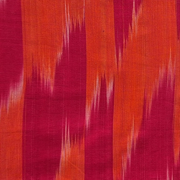 Indian Cotton 2025 - Ikat Woven Fabrics from Jaipur - Magenta and Bright Orangey Red