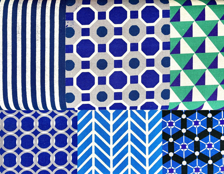 Kokka Cotton/Linen Canvas - Repe by Echino - B - Navy and Green