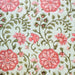 Block Printed Indian Cambric Cotton - Coral Floral on Mint