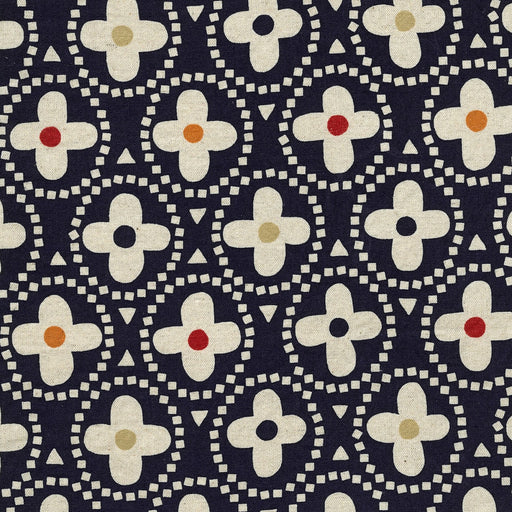 Kokka Le Bouquet Lightweight Canvas - Cotton/Linen - Spring is Here in Navy