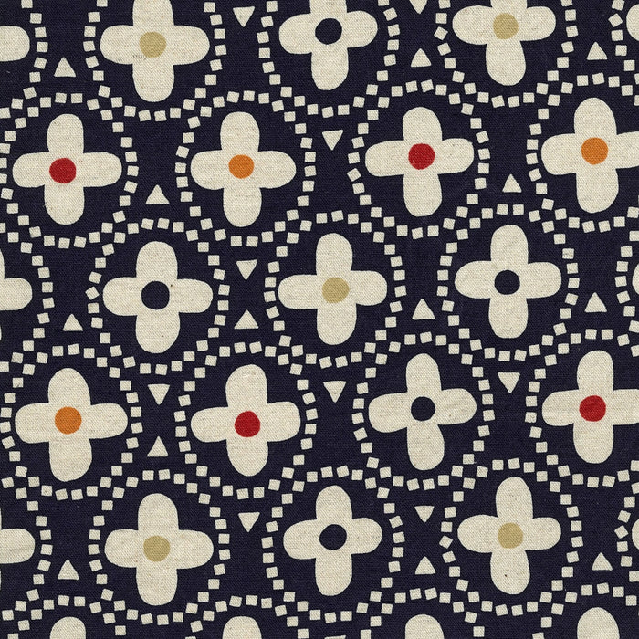 Kokka Le Bouquet Lightweight Canvas - Cotton/Linen - Spring is Here in Navy