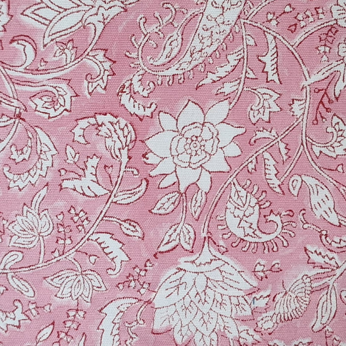 Indian Cotton 2025 - Cotton Canvas - Lightweight Canvas - Hand Block Printed Pink Floral