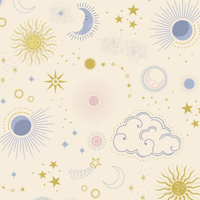 Celestial by Lewis and Irene - Skies in Cream Metallic