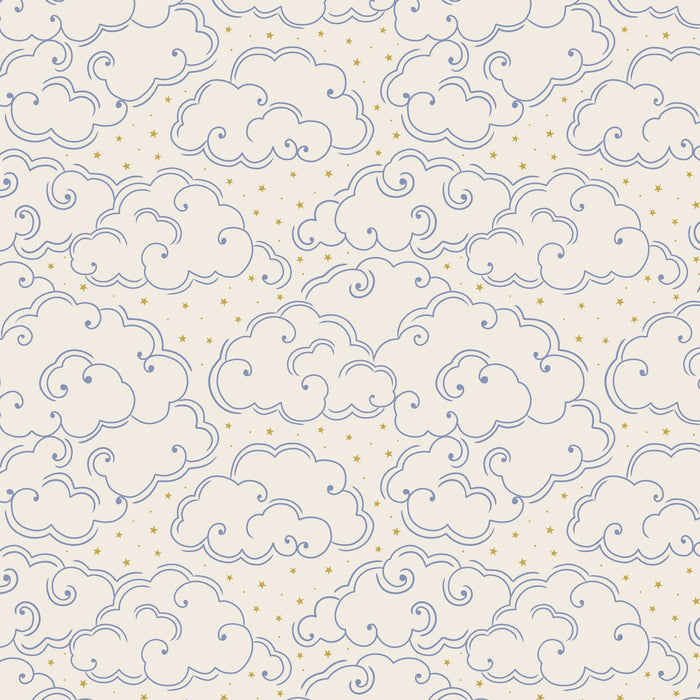 Celestial by Lewis and Irene - Clouds in Cream Metallic