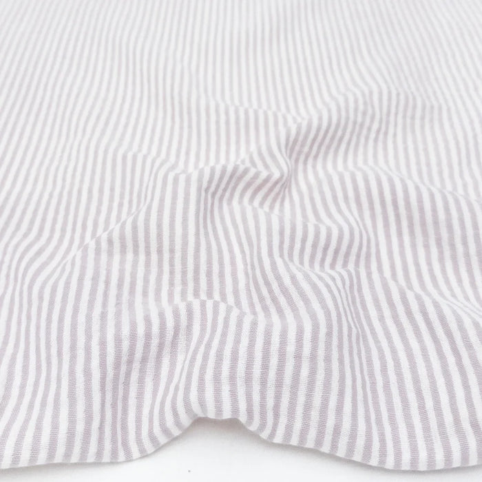 Gordon Organic Cotton Double Gauze Stripe - Lennon in White Lilac