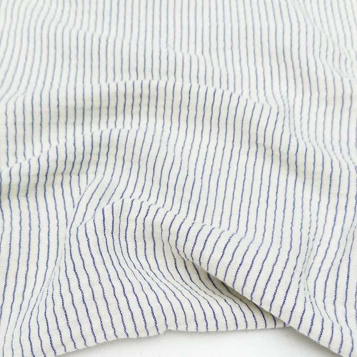 Gordon Organic Cotton Double Gauze Stripe - Lennon in Butter / Cobalt