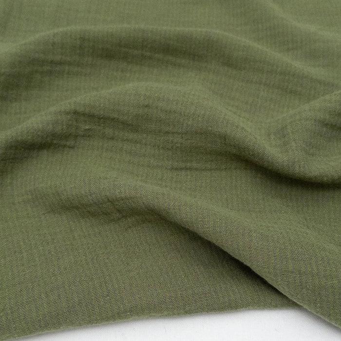 Organic Cotton Double Gauze Stripe - Lennon in Kelp