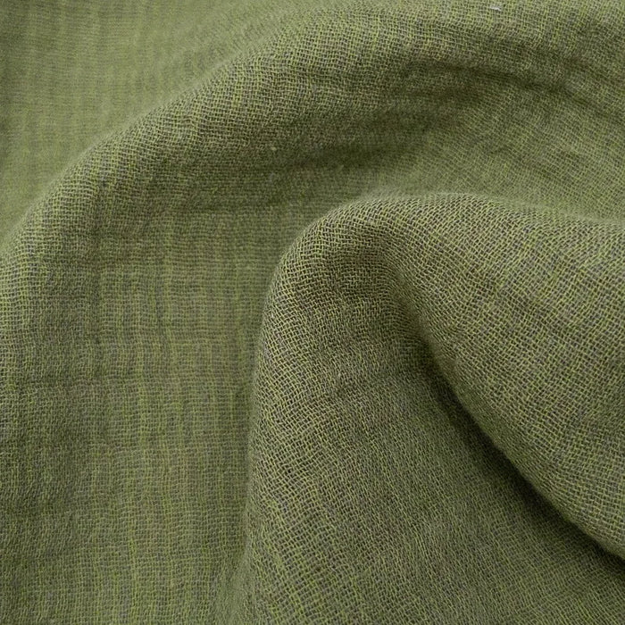Organic Cotton Double Gauze Stripe - Lennon in Kelp