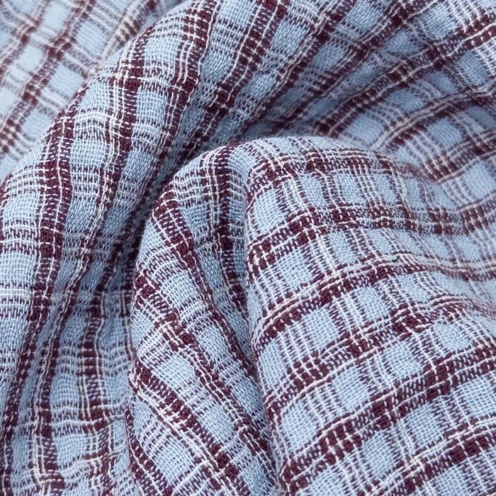 Organic Cotton Double Gauze Plaid - Lennon in Chambray & Raisin