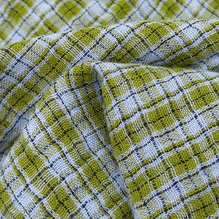 Organic Cotton Double Gauze Plaid - Lennon in Chambray & Pesto