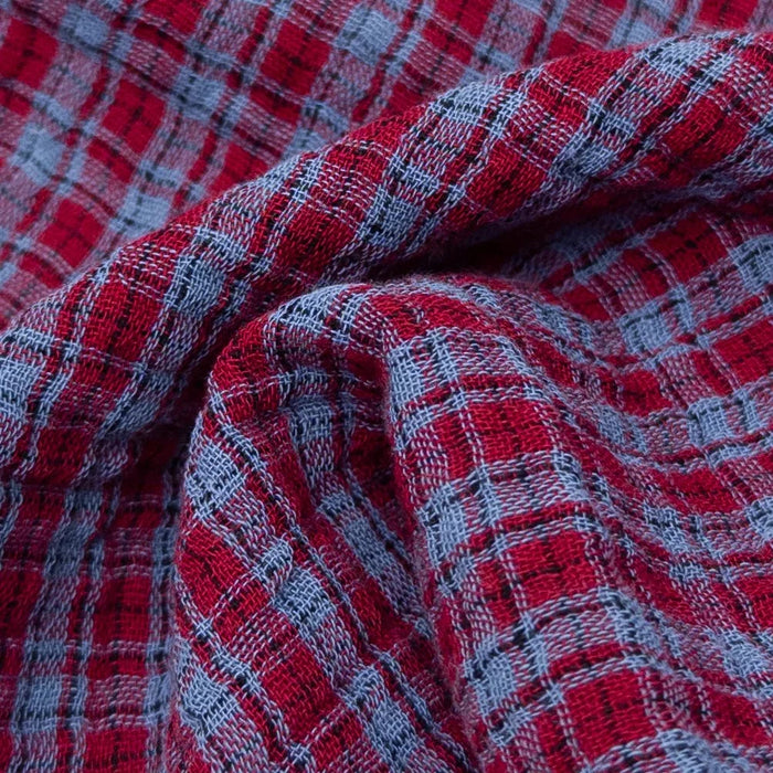 Organic Cotton Double Gauze Plaid - Lennon in Pond & Brick