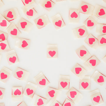 Sarah Hearts Labels - Pink Heart Woven