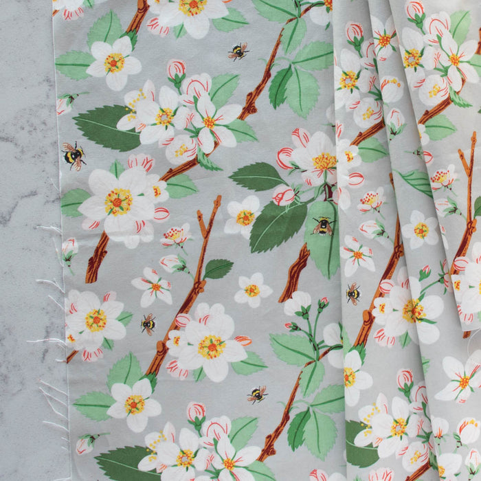 Birch Organic Cotton Poplin - Flowering Trees by Oana Befort - Apple Blossom