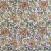 design of zinnias in yellow and orange with green vines on white background