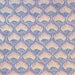 Close up of fabric pattern featuring a pink and white Lotus motif on pale blue background