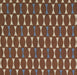 A close-up of a patterned fabric or wallpaper featuring a repeating geometric design of brown elongated ovals, cream triangles, and small light blue diamond accents.