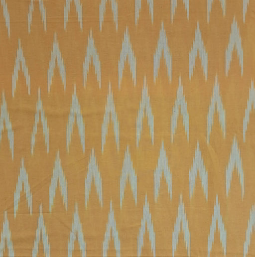 Close up of Ikat Woven Cotton in Deep Yellow