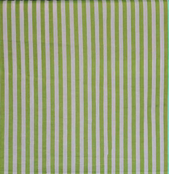 Indian Cotton 2026 - "Modern" Screen Printed Cotton Cambric - Stripes in Green 3/8 inch