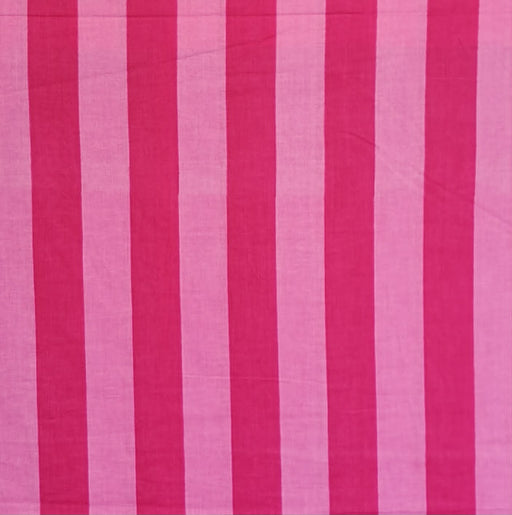 A close-up of a striped textile pattern with alternating vertical bands of bright magenta pink and light pink