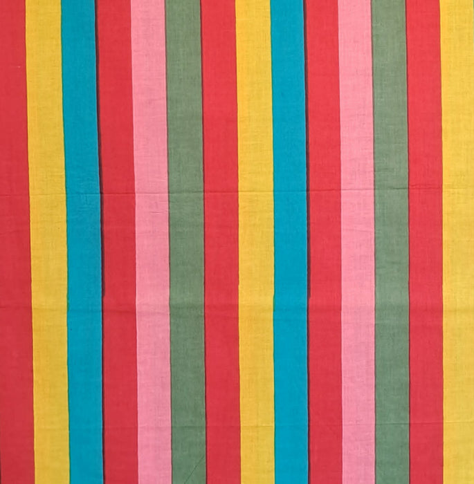 Indian Cotton 2026 - "Modern" Screen Printed Cotton Cambric - Stripes in multi 1 inch