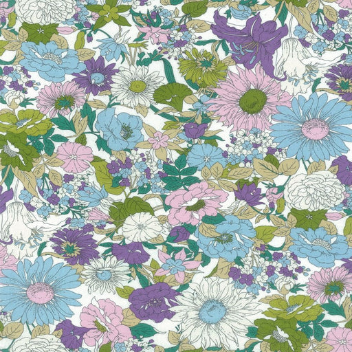 Kokka Flownny Lawn Cosmo Mix Light Blue