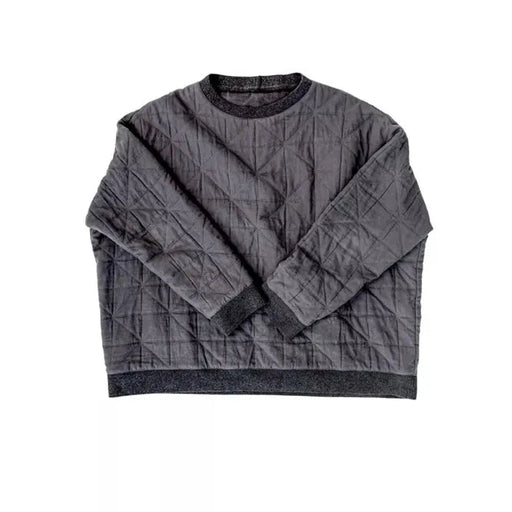 Quilted gray sweater on a white background
