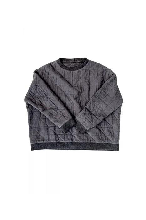 Quilted gray sweater on a white background