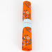 Orange floral-patterned rolled fabric on a white background