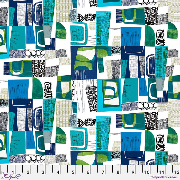 Flying South by Clare Youngs - Collage in Sea Blue