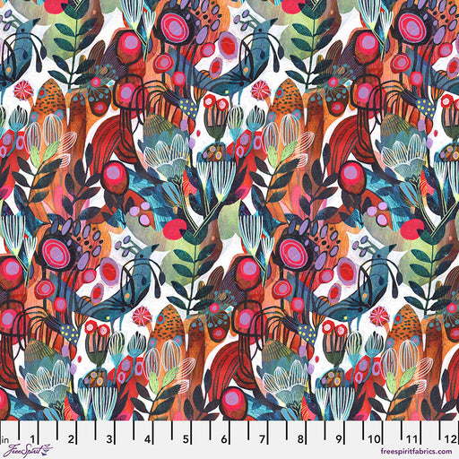 Colorful floral pattern with a ruler at the bottom for scale.