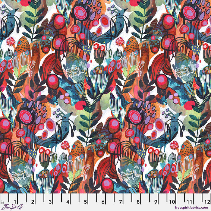 Colorful floral pattern with a ruler at the bottom for scale.