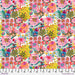 Colorful floral pattern fabric with a ruler at the bottom