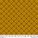 Patterned fabric swatch with a grid and floral design on a yellow background, featuring a ruler at the bottom.