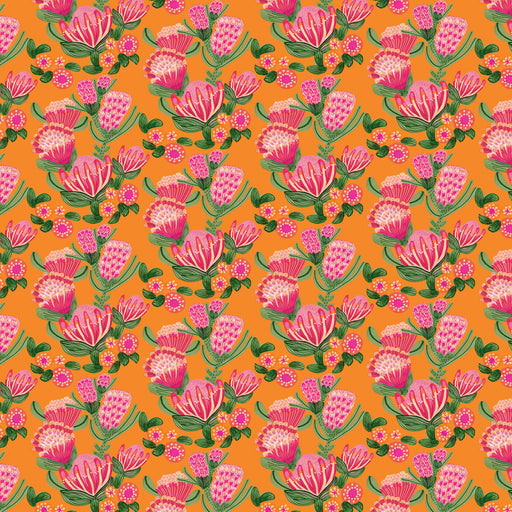 Paradise Blooms by Kristen Katz - Cascading Proteas in Tangerine