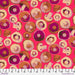 Pattern of mushrooms and donuts on a pink background with a ruler at the bottom.