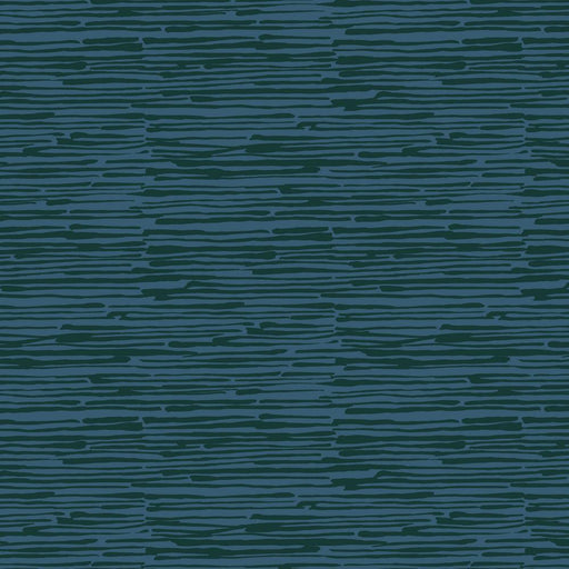 Dark teal blue fabric with a horizontal textured pattern of stick shapes