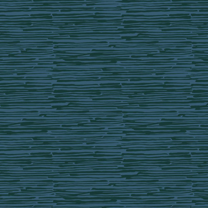 Dark teal blue fabric with a horizontal textured pattern of stick shapes