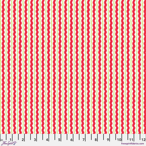 rid rick rack stripe with thin green lines in between
